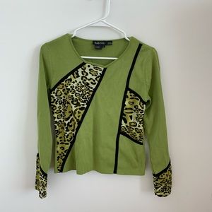 patterned cheetah green top